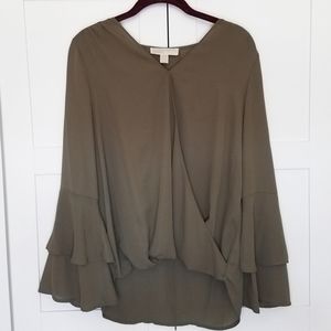 Michael Kors Olive Green Bell Sleeve Blouse